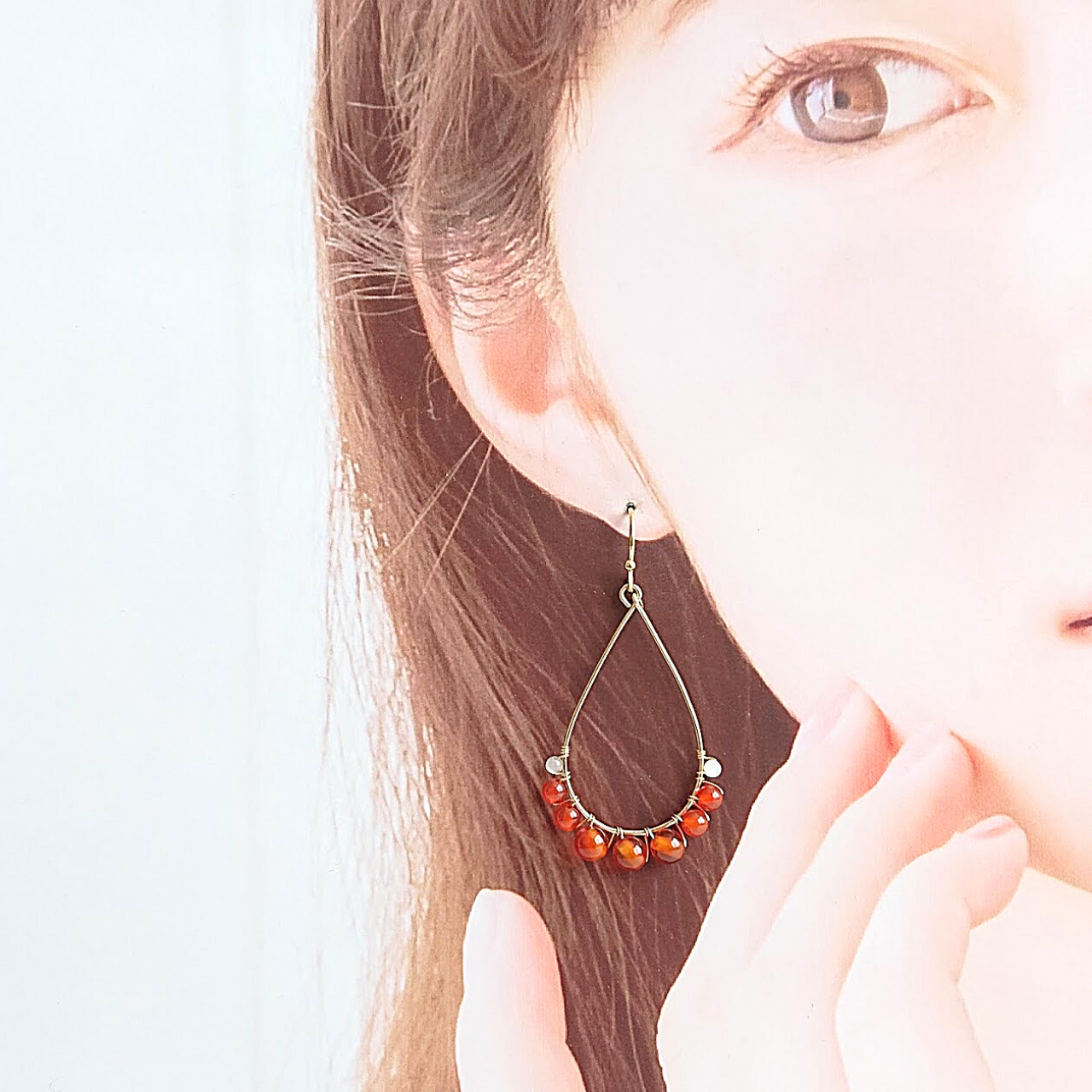 SALEカーネリアン×マザオパ×クォーツファンカービングピアス② SALEカーネリアン×マザオパ×クォーツファンカービングピアス②