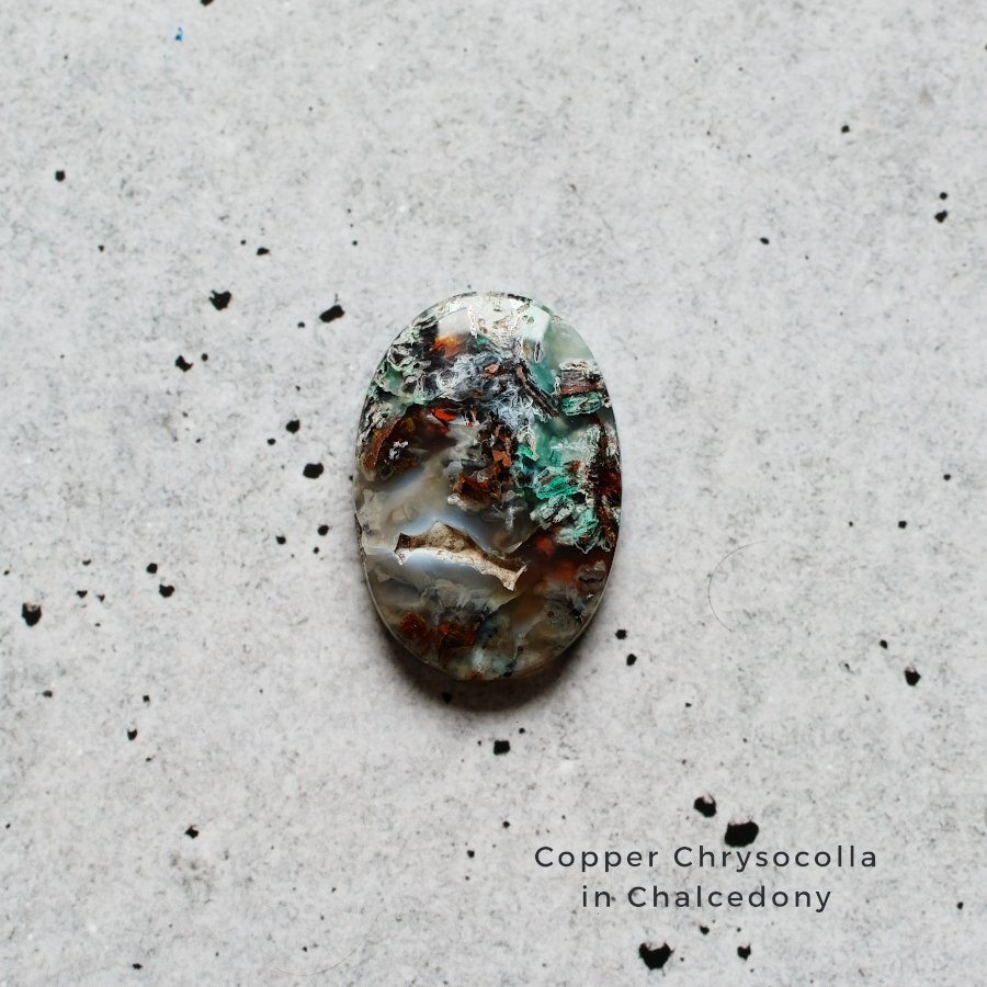 Copper Chrysocolla in Chalcedony コッパークリソコラinカルセドニー