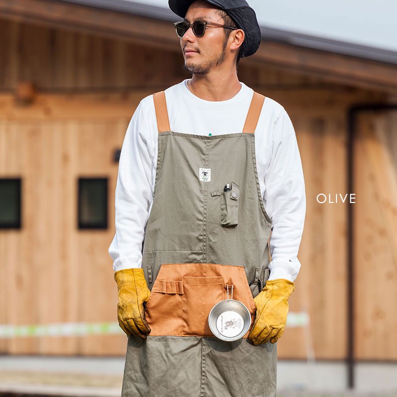 grn outdoor ジーアールエヌ アウトドア HIASOBI CAMPER APRON メンズ