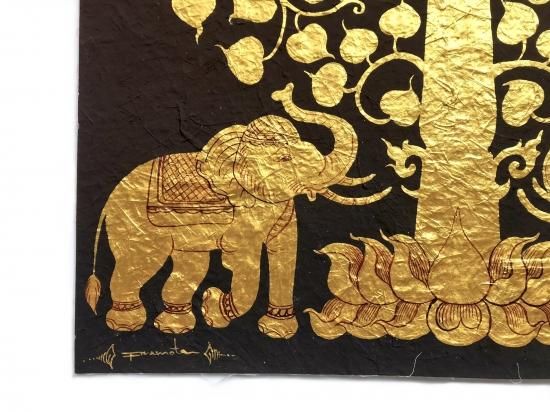 油絵手描き金箔縁起の良い象 9油絵手描き金箔縁起の良い象
