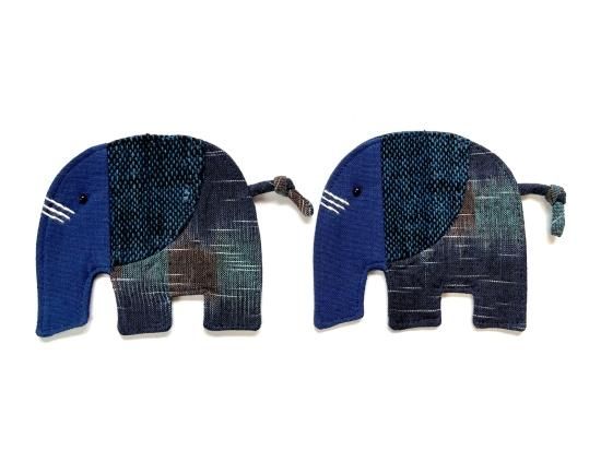 チェンマイコットン象のコースター - タイ現地買付の雑貨