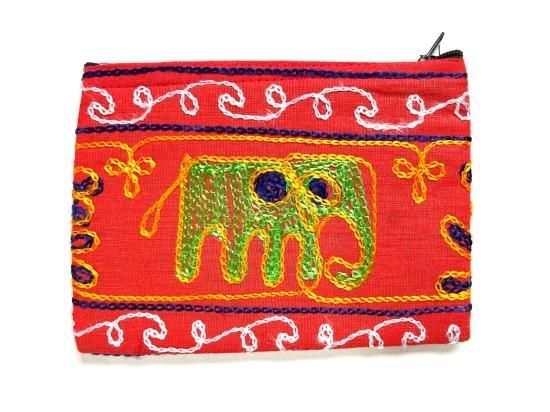 ぞう柄刺繍ポーチ - タイ現地買付の雑貨をお届けします