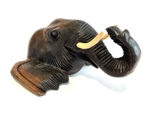 タイ製 手彫り 象 壁掛け木彫アート アジアン 彫刻 雑貨 ヴィンテージ