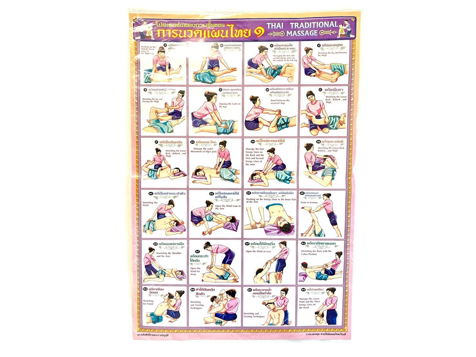タイ文字ポスター/古式マッサージ - 現地買付のタイ雑貨