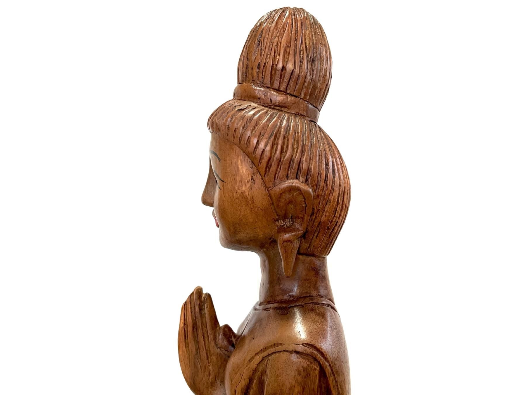 サワディー人形 アジアン家具 木彫り像 全高約77cm サワディー人形 - アジアンショップ楽象 / 現地買付のタイ雑貨を