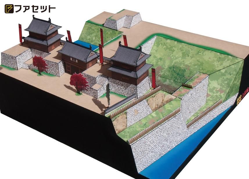 Bob松山城&大洲城2点セット（ペーパークラフト完成品） 工作キット 国重文 備中松山城 ペーパークラフト 1/300 日本名城