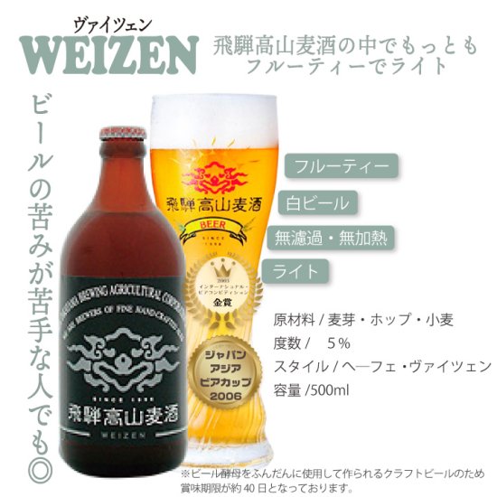 飛騨高山麦酒ー人気クラフトビール２種詰め合わせ（ペールエール＆ヴァイツェン）　
