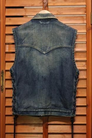 SKULL FLIGHT スカルフライト DENIM CLUB ZIP VEST ( FULL COLLAR