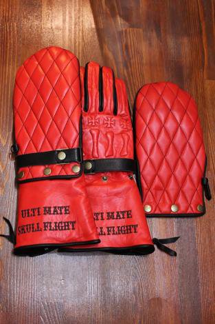 SKULL FLIGHT スカルフライト ULTIMATE BONE GLOVE 冬用グローブ Red×Black ステッチ -  アメカジ＆バイカーズファッション通販 ROMEO\'S CAFE 熊谷