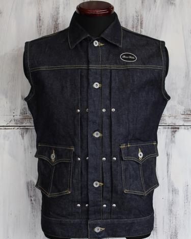 SKULL FLIGHT スカルフライト RIDERS STRETCH VEST TYPE-2 INDIGO DENIM -  バイカーズファッション＆アメカジ通販 ROMEO'S CAFE 深谷市