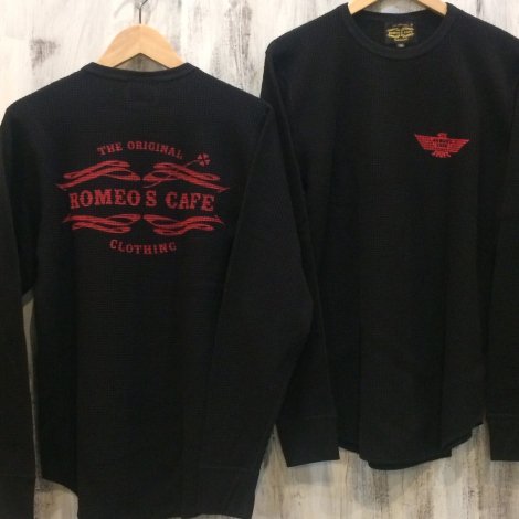 ROMEO'S CAFE ロメオズカフェ THERMAL LONG SLEEVE T-SHIRTS EMBLEM