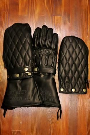 SKULL FLIGHT スカルフライト　ULTIMATE BONE GLOVE　冬用グローブ　Black×Black ステッチ -  バイカーズスタイル＆アメカジファッション通販 ROMEO'S CAFE 深谷