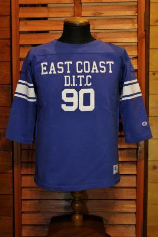 Champion チャンピオン ロチェスター フットボールtシャツ 7分袖 East Coast C3 D403 327 ロイヤルブルー アメカジ通販 バイカーファッション通販 Romeo S Cafe