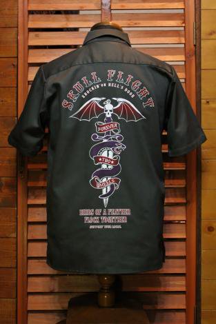 SKULL FLIGHT スカルフライト RIDERS S/S WORK SHIRTS GRAY - アメカジ ...