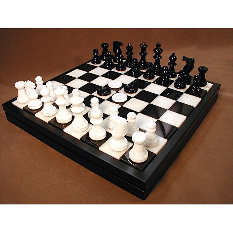 ブラック ホワイト Alabaster チェッカー 14インチ チェスセットの通販