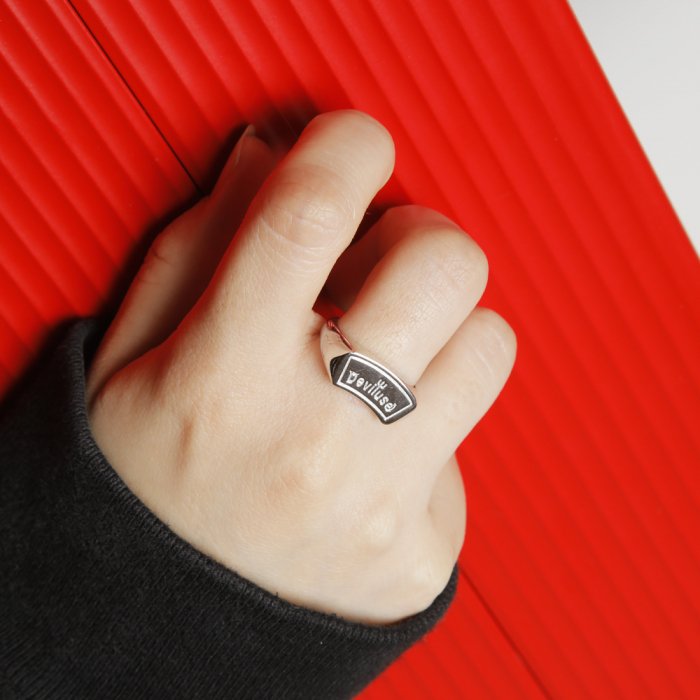 Round Logo Silver Ring(Silver) - Deviluse ONLINE STORE