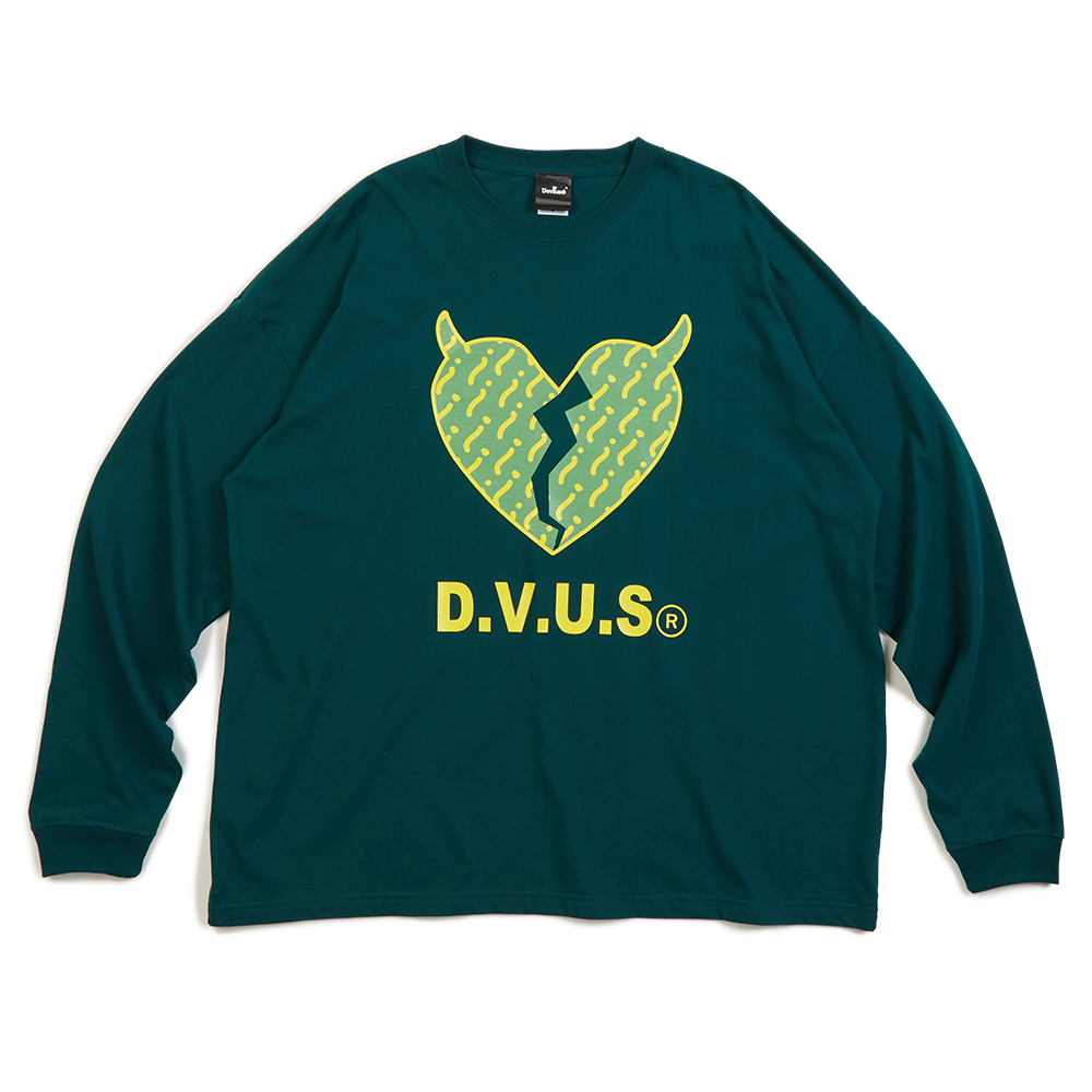 Big Heart L/S T-shirts(Green) - Deviluse ONLINE STORE