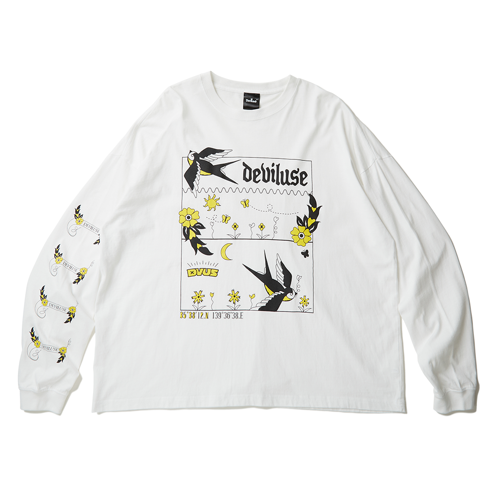 Swallow L/S T-shirts(White) - Deviluse ONLINE STORE