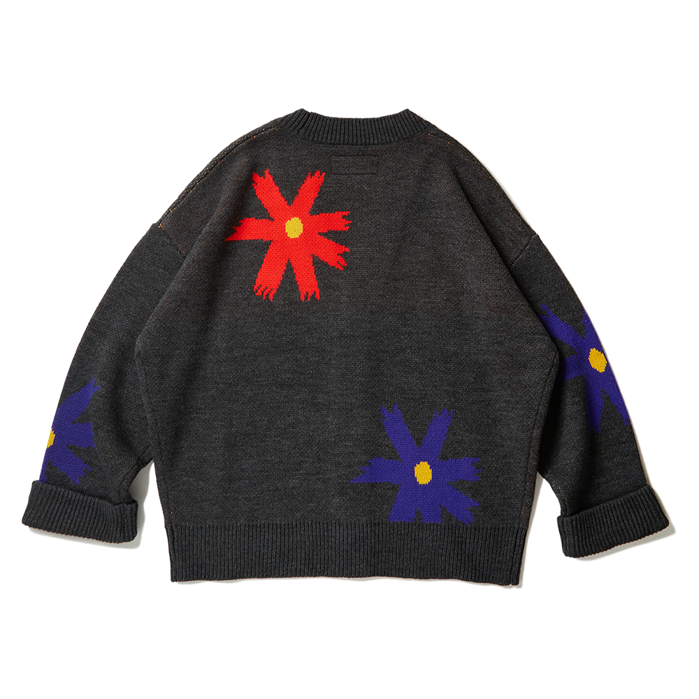 Prickly Flower Cardigan(Charcoal) - Deviluse ONLINE STORE