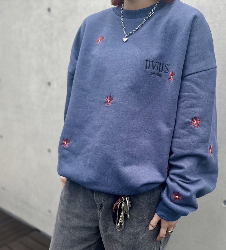 Prickly Flower Crewneck(Navy) - Deviluse ONLINE STORE