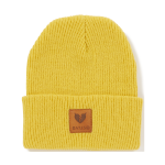 Heartaches Leather Patch Beanie(Mustard)