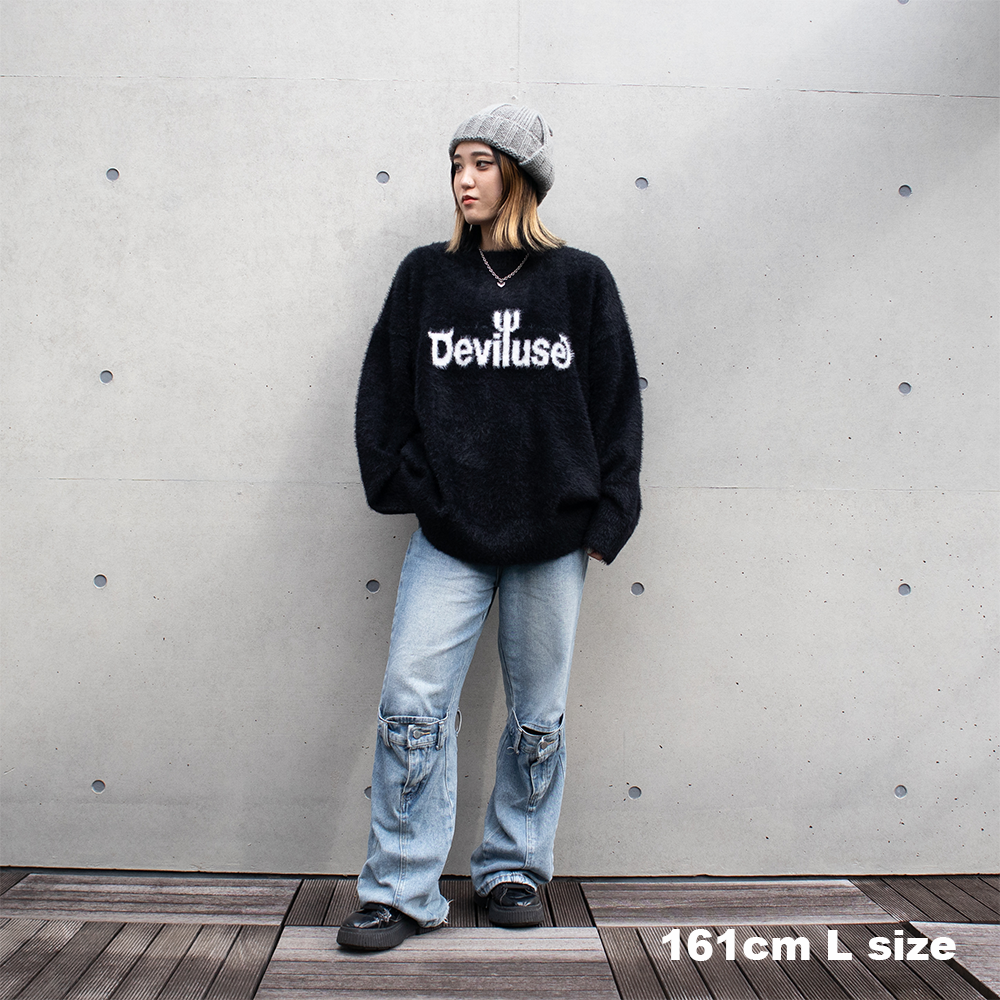Mohair Logo Knit(Black) - Deviluse ONLINE STORE Mohair Logo Knit(Black) - Deviluse ONLINE STORE