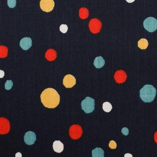 【アウトレット】コットン×ドット(ダークネイビー、スモークブルー＆レッド)×サテン fabfabric sewing studio
