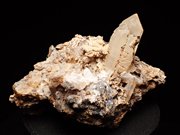 奈良県天川村産 水晶、珪灰鉄鉱＆方解石 (Quartz, Ilvaite & Calcite / Japan)