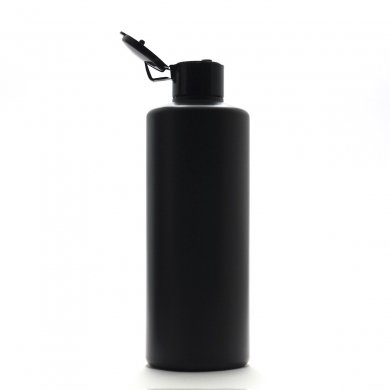 プラスチック容器 300ml PE ストレートボトル [ ボトル：遮光黒 ／ ヒンジキャップ：ブラック ] [ 120個入り/ロット 送料無料 ]