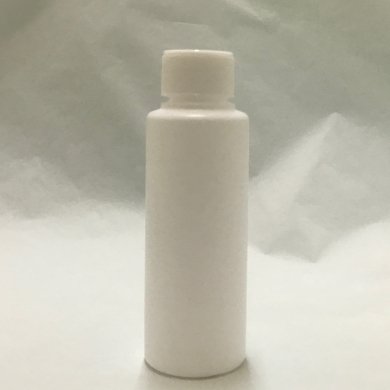 プラスチック容器 100ml PE ストレートボトル [ ボトル：ホワイト ／ スクリューキャップ：ホワイト]※穴あき中栓付 [ 500個/ロット 送料無料 ]