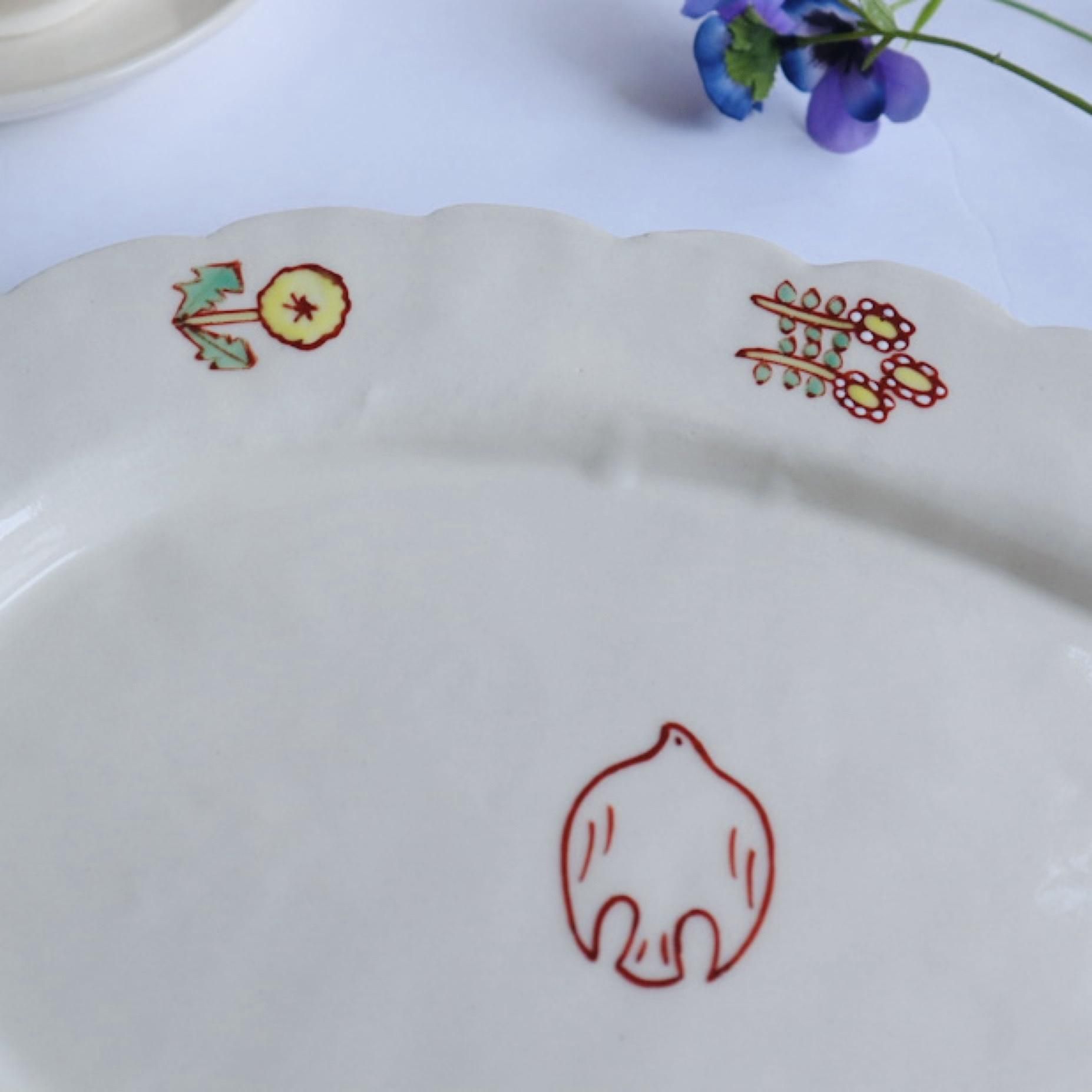 小花柄フリル楕円皿|長浜由起子 - Anchor Bridge アンカーブリッジ