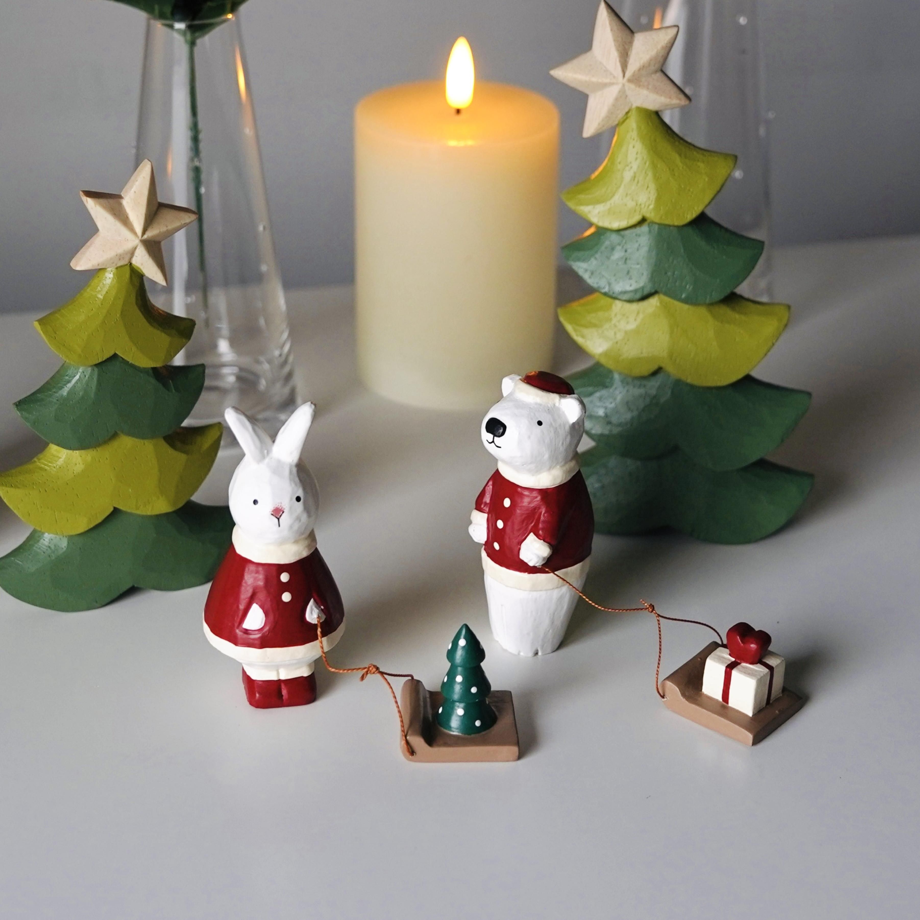 ぽれぽれ動物 クリスマスツリー ヨウル polepole animal  T-Lab. ティーラボ  動物置物　木彫り オブジェ1