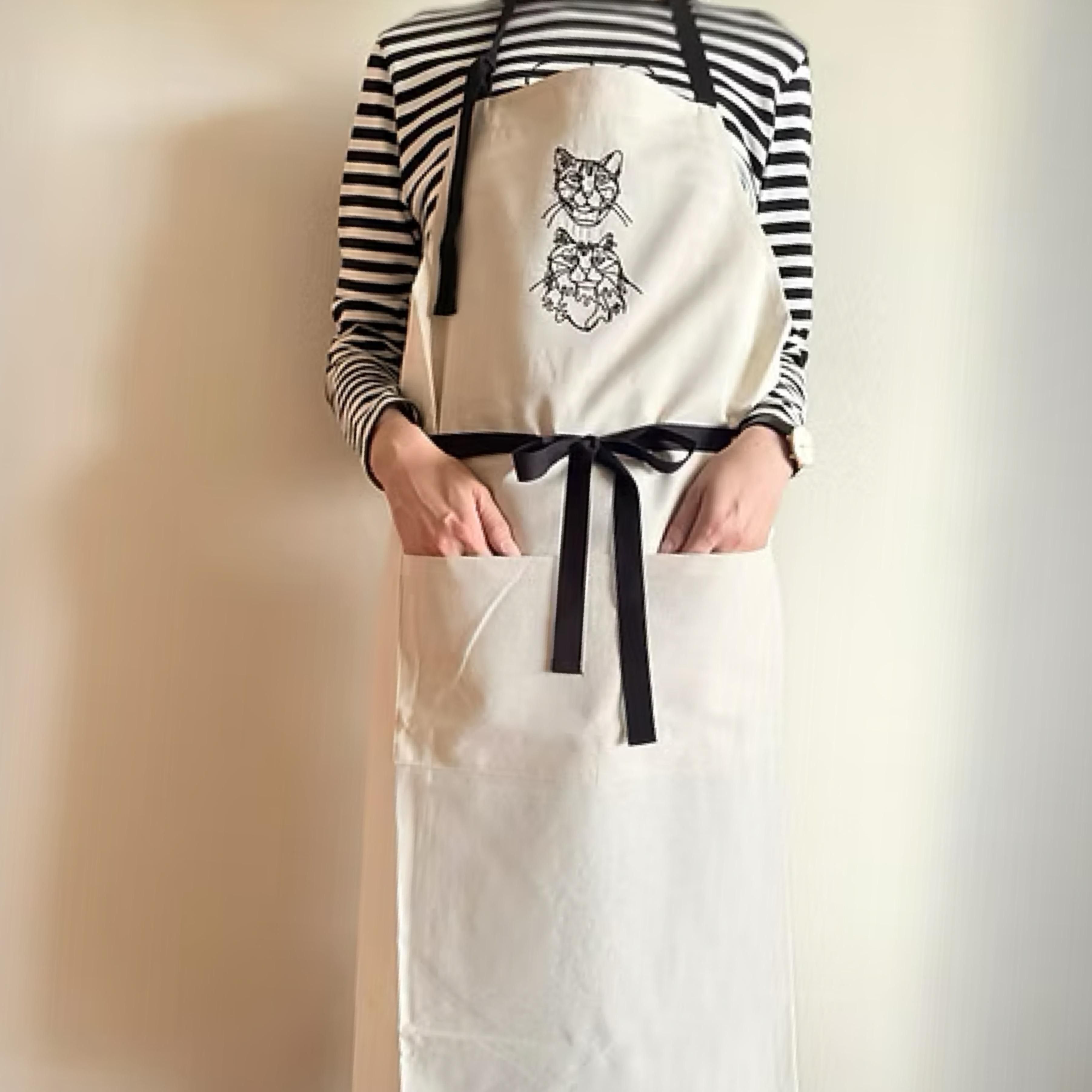  小川学 ワイヤーアート HAyU ハユ エプロン刺繍エプロン 猫