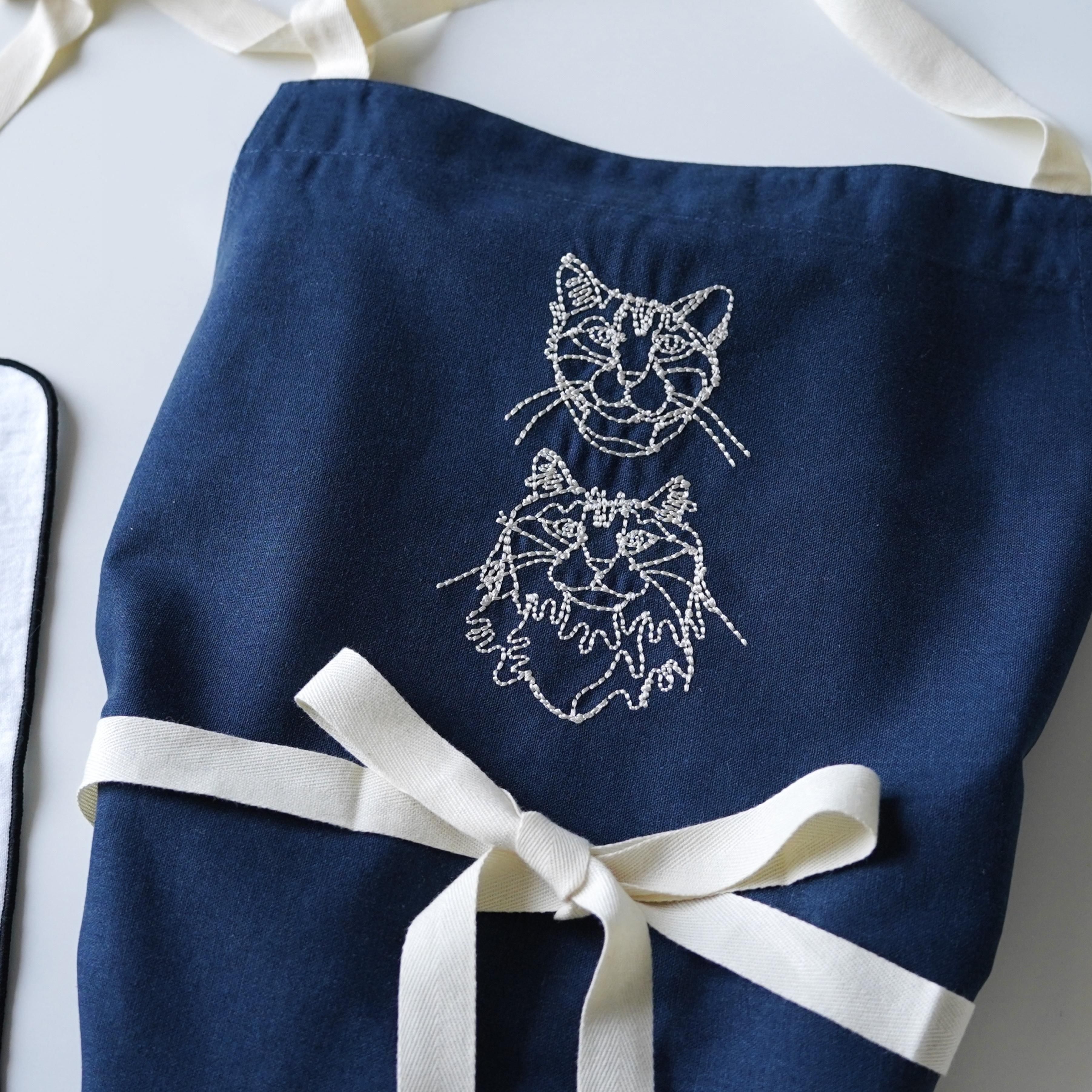  小川学 ワイヤーアート HAyU ハユ エプロン刺繍エプロン 猫