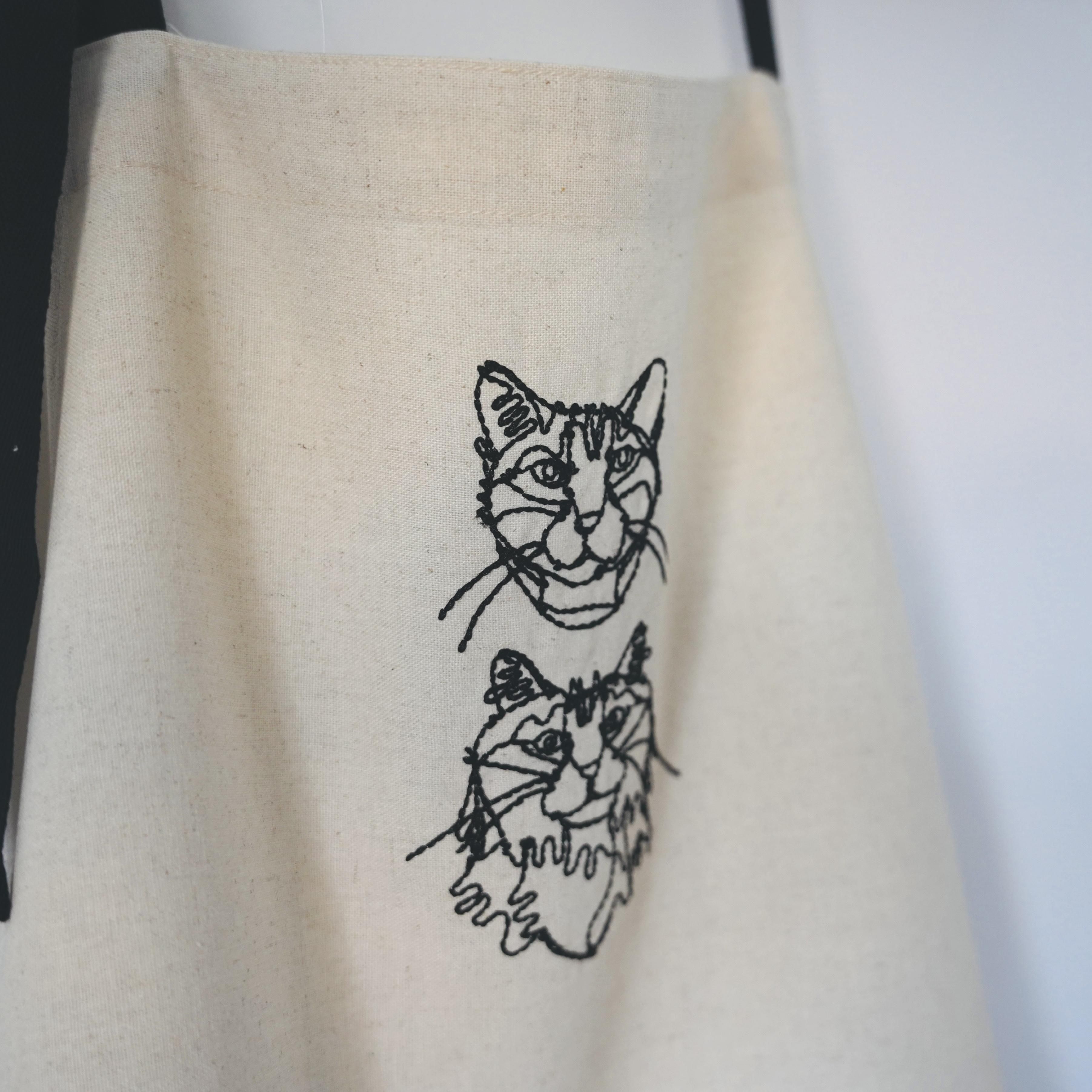  小川学 ワイヤーアート HAyU ハユ エプロン刺繍エプロン 猫