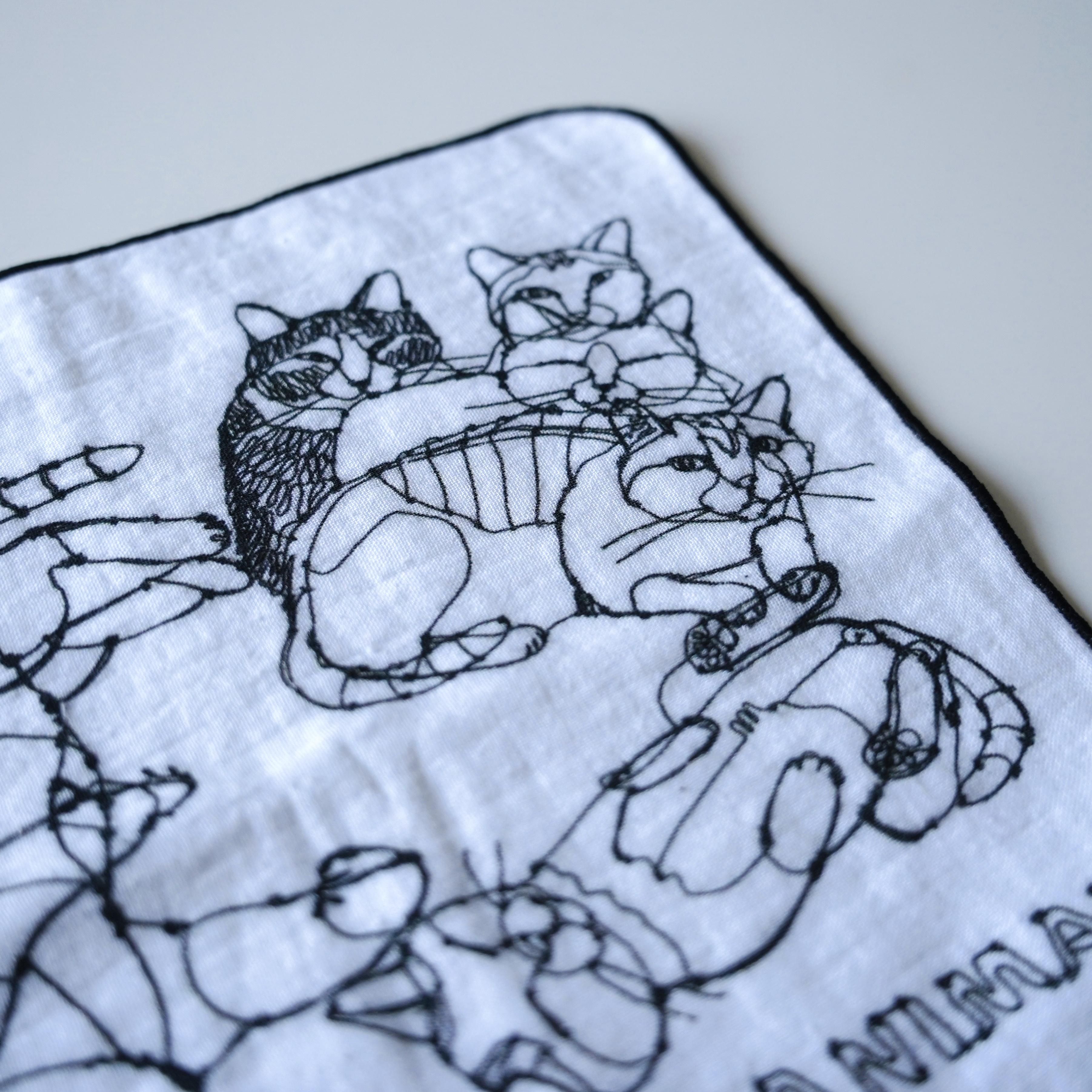  小川学 ワイヤーアート HAyU ハユ ジャガード タオル ハンカチ  猫ハンカチ 犬 