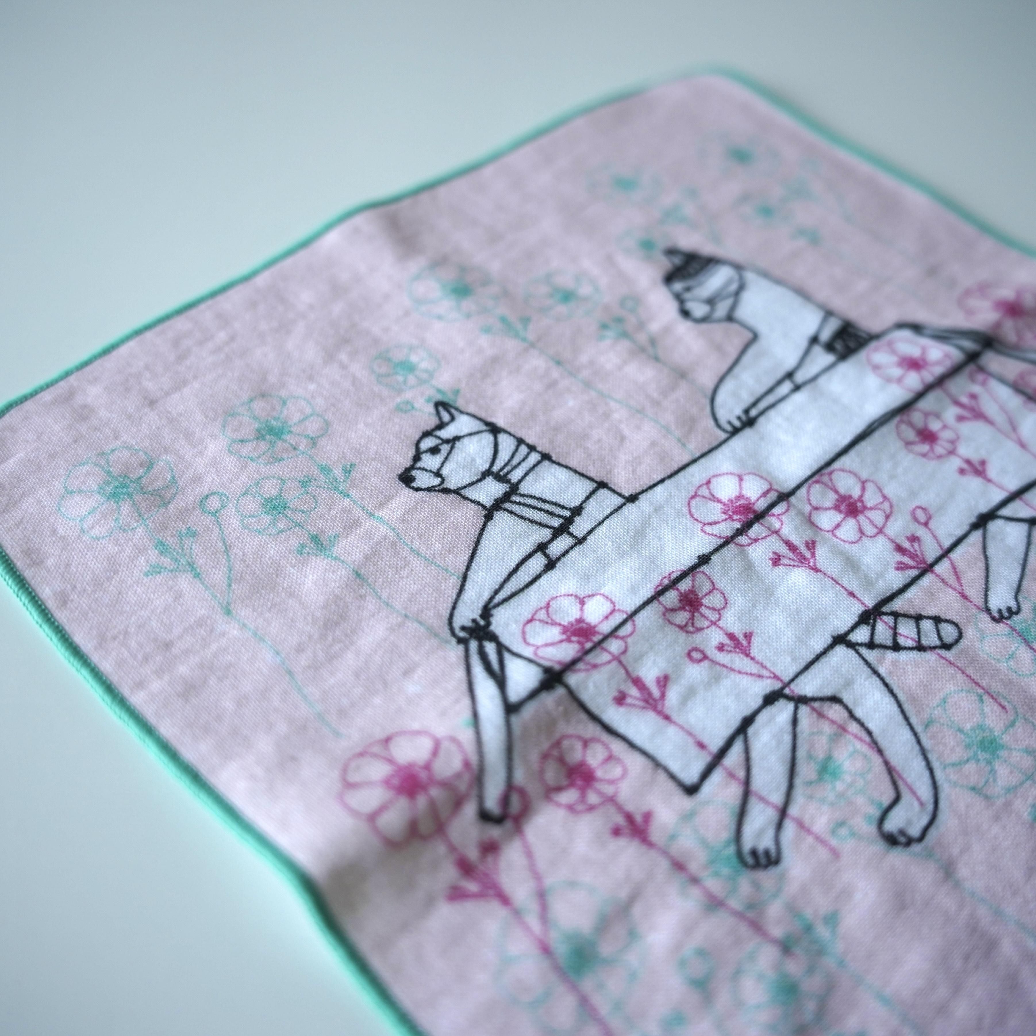  小川学 ワイヤーアート HAyU ハユ ジャガード タオル ハンカチ  猫ハンカチ 犬 