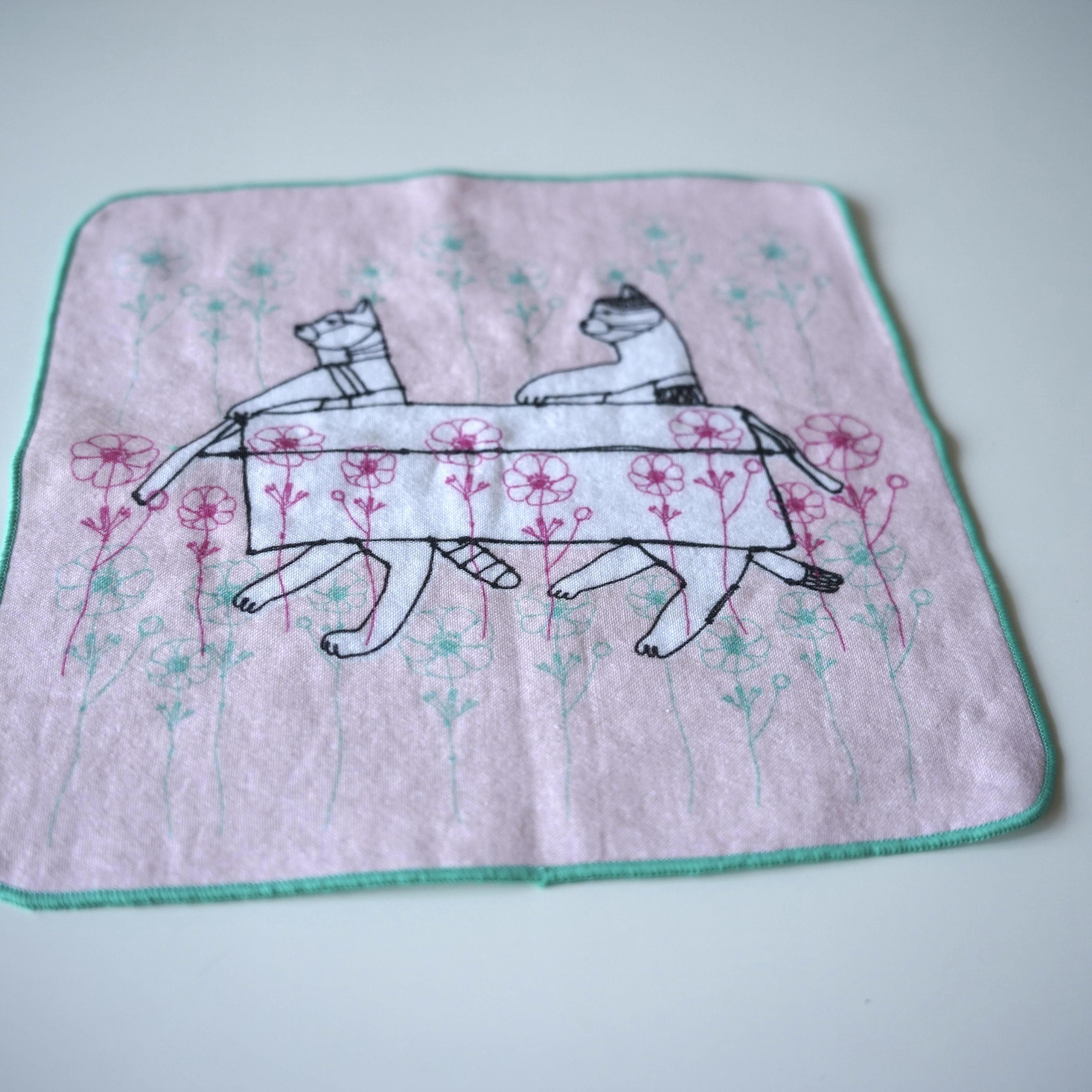  小川学 ワイヤーアート HAyU ハユ ジャガード タオル ハンカチ  猫ハンカチ 犬 