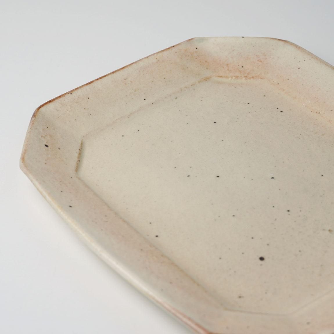 信楽作家　橙 角大皿 信楽作家 橙 角大皿