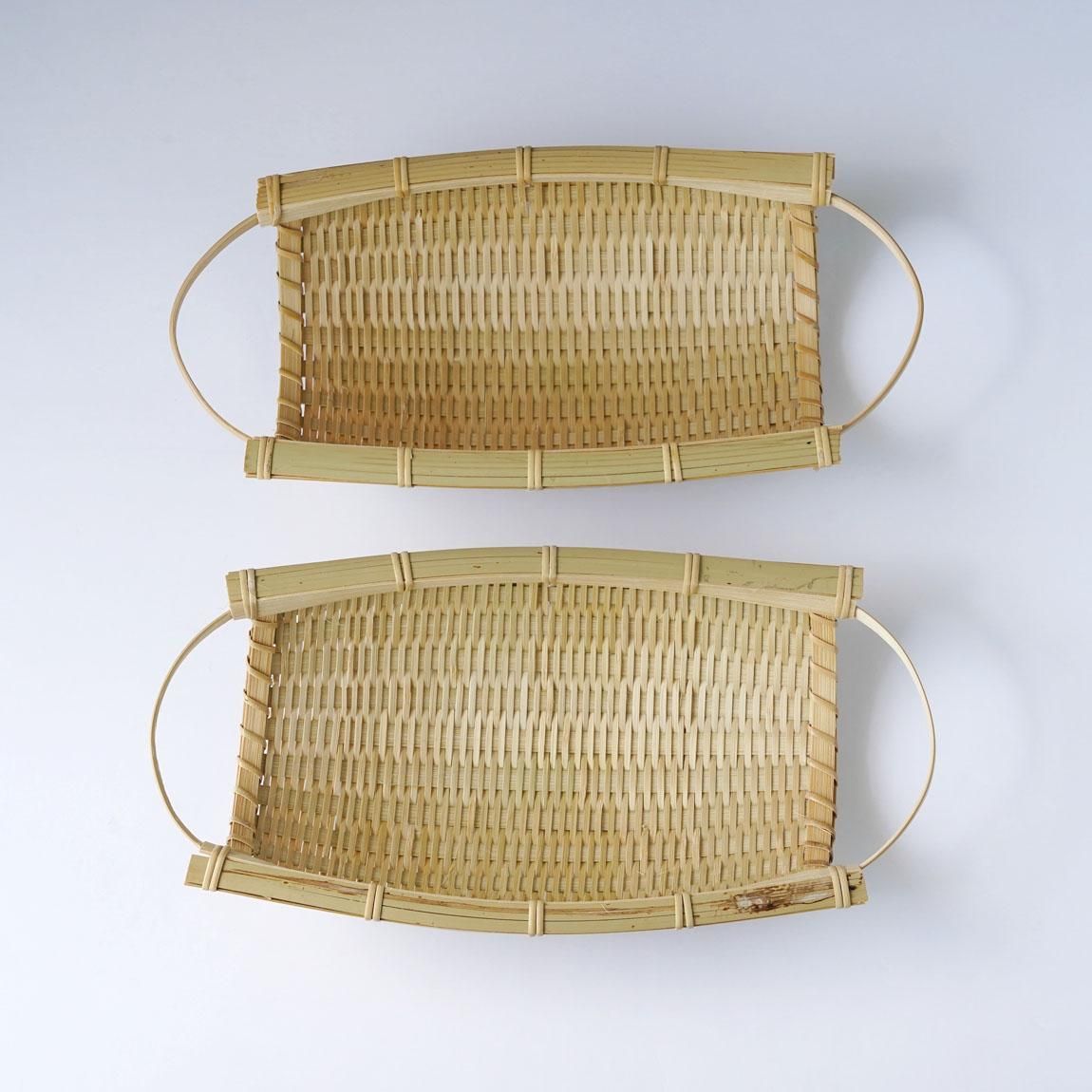 岡山県 平松竹細工店 パンかご 楕円ざる 大小 2点セット 岡山県 平松竹細工店 パンかご 楕円ざる 大小 2点セット 竹細工