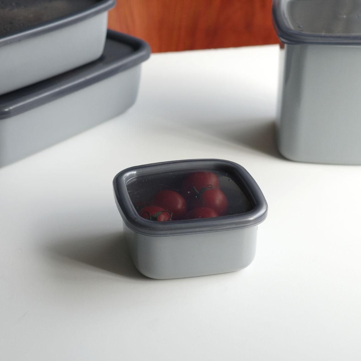 野田琺瑯 保存容器 +Gray(プラスグレー) スクウェア シール蓋付 ［全3