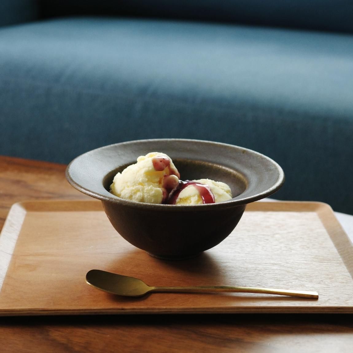 越前焼名工　桝田屋光生　 自然灰釉窯変ビードロ模様美向付けリム縁口縁小鉢5点組 越前焼名工 桝田屋光生 自然灰釉窯変ビードロ模様美向付け