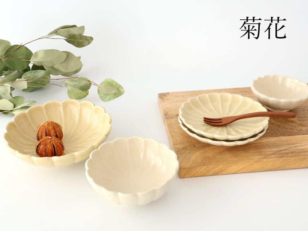 絵瀬戸　菊花型皿 菊型5寸皿｜黄瀬戸織部｜陶器｜瀬戸焼｜和食器通販｜うちる｜和