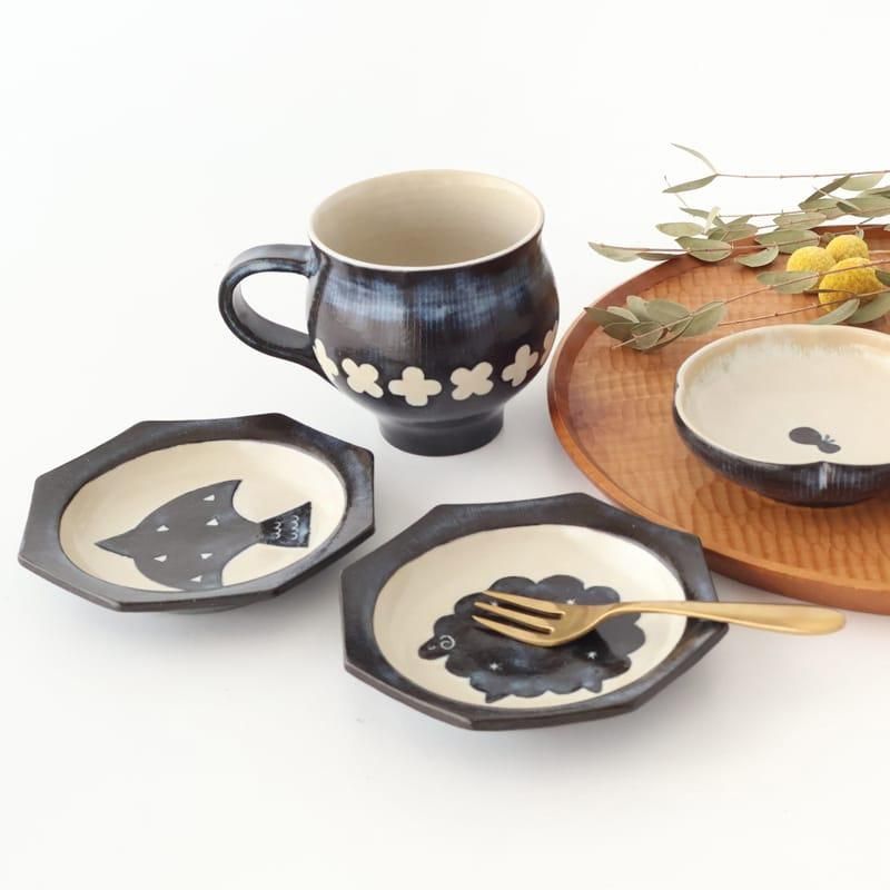 館林陶宗　染錦蝶絵　小鉢　5点 館林陶宗 染錦蝶絵 小鉢 5点