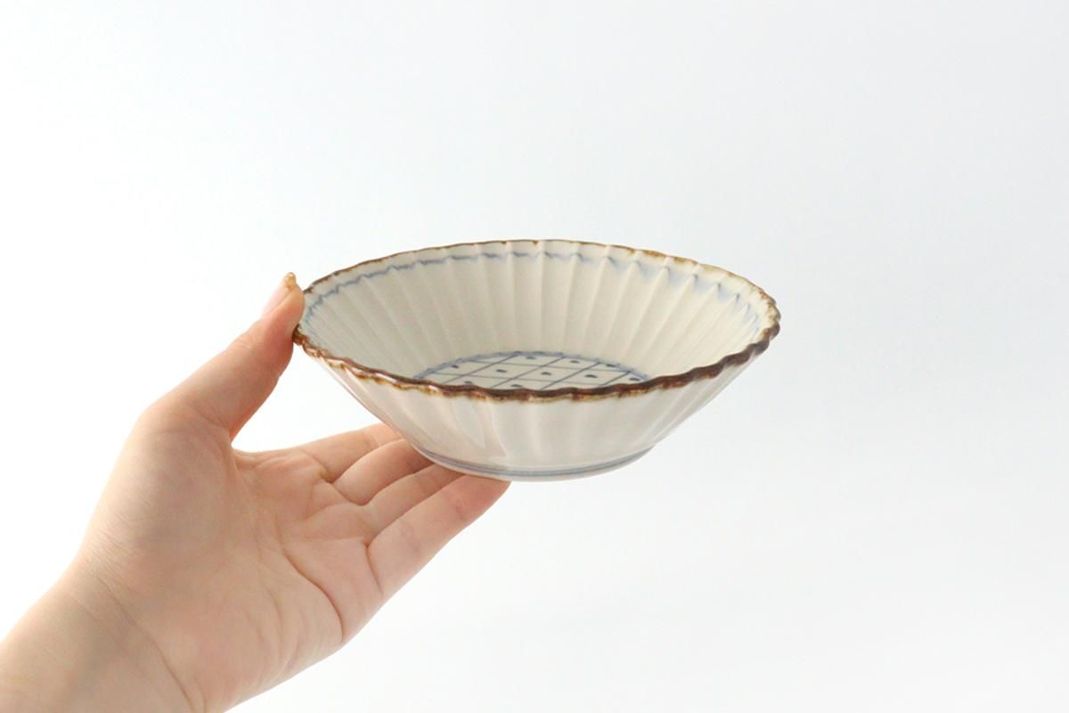 輪花格子紋｜5寸鉢｜陶器｜村田亜希｜益子焼｜和食器通販｜うち