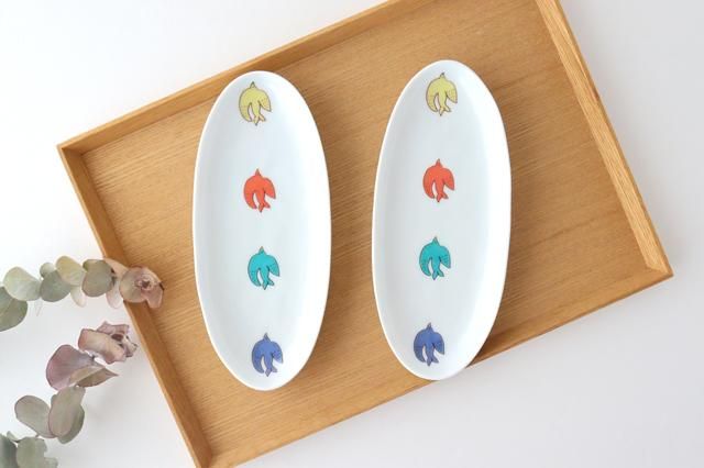 トリ楕円皿|L|磁器|ハレクタニ|九谷焼|和食器通販|うちる トリ楕円皿|L|磁器|ハレクタニ|九谷焼|和食器通販|うちる