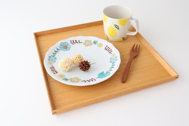 花と鳥プレート｜ブルー｜磁器｜ハレクタニ｜九谷焼｜和食器通販
