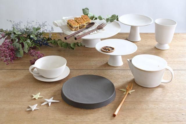 台皿｜中｜白｜陶器｜直井真奈美｜和食器通販｜うちる｜和食器の皿、鉢