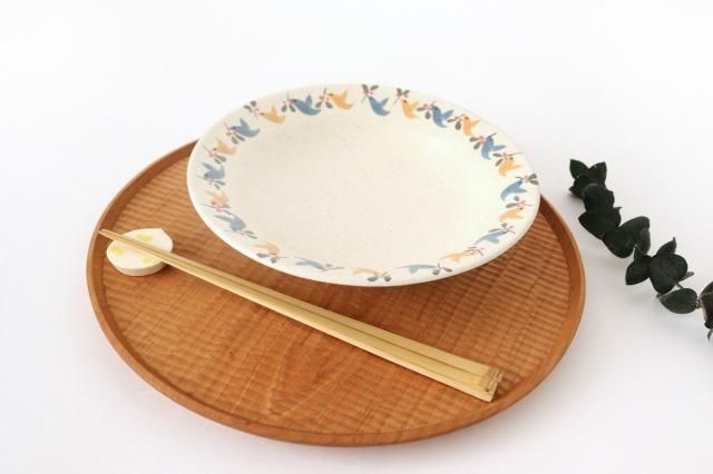 鳥リム7寸皿｜ブルー＆イエロー｜陶器｜樋口早苗｜和食器通販