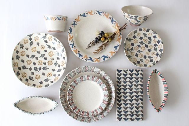 鳥リム7寸皿｜ブルー＆イエロー｜陶器｜樋口早苗｜和食器通販